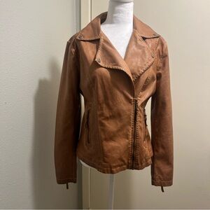 Max Studio Tan Leather Jacket size M